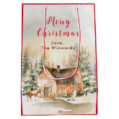 Sac Cadeau Moyen Gîte de vacances d'hiver Joyeux Noël (Dos)