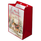 Sac Cadeau Moyen Gîte de vacances d'hiver Joyeux Noël (Dos Angle)