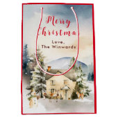 Sac Cadeau Moyen Gîte de vacances d'hiver Joyeux Noël (Devant)