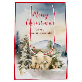 Sac Cadeau Moyen Gîte de vacances d'hiver Joyeux Noël (Dos)