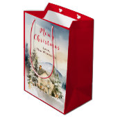 Sac Cadeau Moyen Gîte de vacances d'hiver Joyeux Noël (Dos Angle)