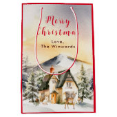 Sac Cadeau Moyen Gîte de vacances d'hiver Joyeux Noël (Devant)