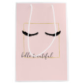 Sac Cadeau Moyen Glam aux cils d'or rose (Devant)