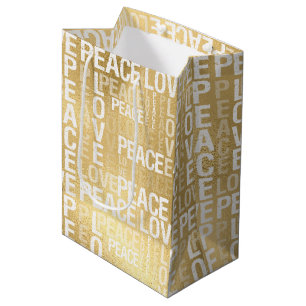 Sac Cadeau Moyen Glam Gold Peace Love