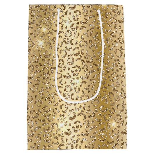 Sac Cadeau Moyen Glam Jaune Parties scintillant d'or Leopard (Dos)