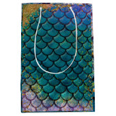 Sac Cadeau Moyen Glam Mermaid Balances de poisson Turquoise violet  (Devant)