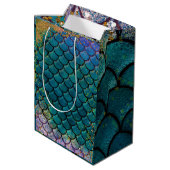 Sac Cadeau Moyen Glam Mermaid Balances de poisson Turquoise violet  (Dos Angle)