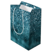 Sac Cadeau Moyen Glam Parties scintillant turquoise Glitz (Dos Angle)