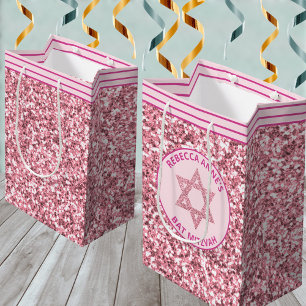 Sac Cadeau Moyen Glam Pink Favorise Ou Présente Le Bat mitzvah