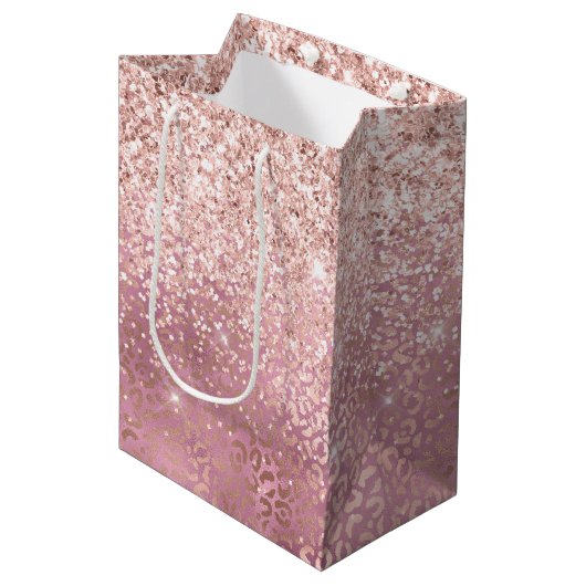 Sac Cadeau Moyen Glam Pink Glitzy Parties scintillant Empreinte de  (Devant Angle)