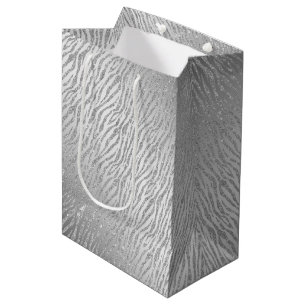 Sac Cadeau Moyen Glam poster de animal Parties scintillant argent