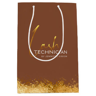 Sac Cadeau Moyen Glamorous Gold & Brown Lash Tech