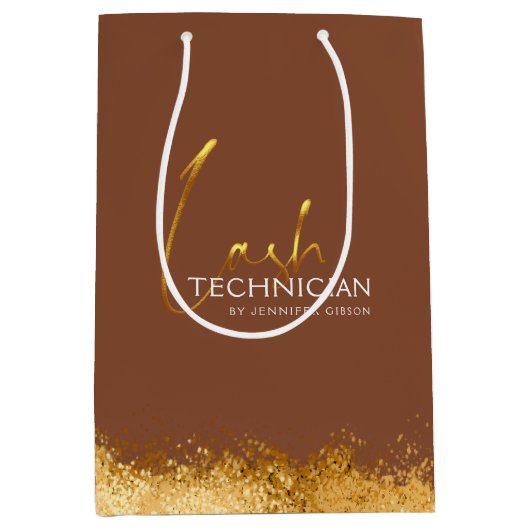 Sac Cadeau Moyen Glamorous Gold & Brown Lash Tech  (Devant)