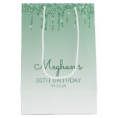 Sac Cadeau Moyen Glitter Drip 30e Anniversaire Vert (Dos)