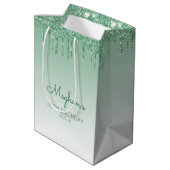 Sac Cadeau Moyen Glitter Drip 30e Anniversaire Vert (Dos Angle)