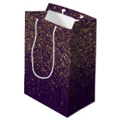 Sac Cadeau Moyen Glittery Gold sur violet (Dos Angle)