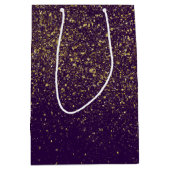 Sac Cadeau Moyen Glittery Gold sur violet (Devant)