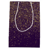 Sac Cadeau Moyen Glittery Gold sur violet (Dos)