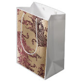 Sac Cadeau Moyen Glitzy Gold Glam Burgundy Hearts Fête des mariées (Dos Angle)