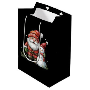 Sac Cadeau Moyen Gnome Noël Saison Hiver Gnomes Amant Vacances