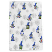 Sac Cadeau Moyen Gnomes de Noël et flocons de neige (Devant)