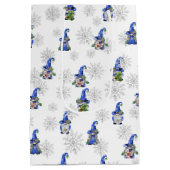 Sac Cadeau Moyen Gnomes de Noël et flocons de neige (Dos)