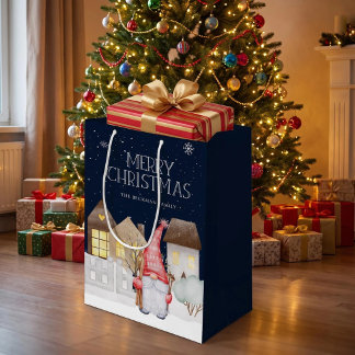 Sac Cadeau Moyen Gnomes personnalisés Noël Hiver Joyeux Noël Fêtes