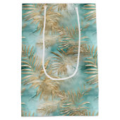Sac Cadeau Moyen Gold Aqua White Feuilles tropicaux (Dos)