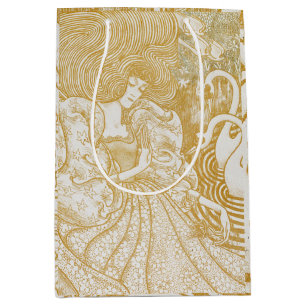 Sac Cadeau Moyen Gold Art Nouveau Femme Vintage Dessin Aes Vintages