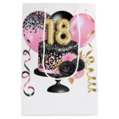 Sac Cadeau Moyen Gold et Black Cake 18e anniversaire Nom (Dos)