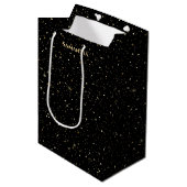 Sac Cadeau Moyen Gold faux glitter and sparkles (Devant Angle)