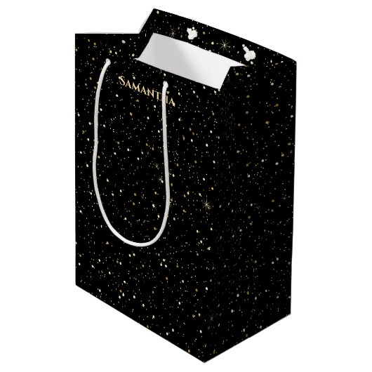 Sac Cadeau Moyen Gold faux glitter and sparkles (Dos Angle)