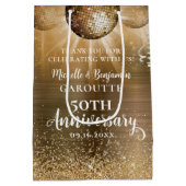 Sac Cadeau Moyen Gold Glam Disco Ball 50e anniversaire Mariage (Dos)
