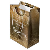 Sac Cadeau Moyen Gold Glam Disco Ball 50e anniversaire Mariage (Dos Angle)