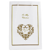 Sac Cadeau Moyen Gold Glitter Flourish Valentine (Devant)