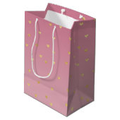Sac Cadeau Moyen Gold Hearts Blush Pink Ombre (Dos Angle)
