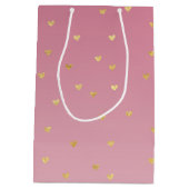 Sac Cadeau Moyen Gold Hearts Blush Pink Ombre (Dos)