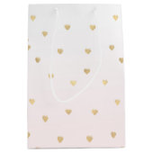 Sac Cadeau Moyen Gold Hearts Blush Pink Ombre (Devant)