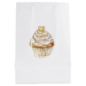 Sac Cadeau Moyen Gold Hearts Cupcake Birthday (Dos)