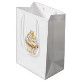 Sac Cadeau Moyen Gold Hearts Cupcake Birthday (Dos Angle)