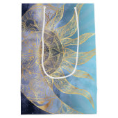 Sac Cadeau Moyen Gold Moon Sun Mandala Celestial Design (Dos)