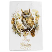 Sac Cadeau Moyen Gold Owl On A Branch Christmas (Devant)