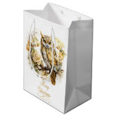 Sac Cadeau Moyen Gold Owl On A Branch Christmas (Dos Angle)