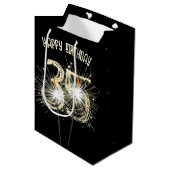 Sac Cadeau Moyen Gold Sparklers pour le 35e anniversaire (Devant Angle)