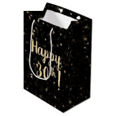 Sac Cadeau Moyen Gold Stars and Dots 30th Birthday Medium Gift Bag (Devant Angle)