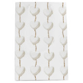 Sac Cadeau Moyen Gold White Hearts Anniversaire (Devant)