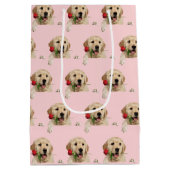 Sac Cadeau Moyen Golden Retriever avec baisers et rose (Dos)