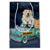 Sac Cadeau Moyen Golden Retriever Chien Halloween Camion Effrayant (Devant)