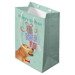 Sac Cadeau Moyen Golden retriever de cadeaux d'anniversaire