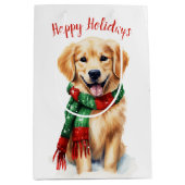 Sac Cadeau Moyen Golden Retriever de Noël (Devant)